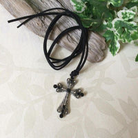 Crystal Cross on Suede Cord