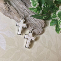 Stone Cross Earrings