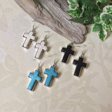 Stone Cross Earrings