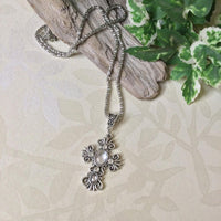 Filigree Cross Crystal Necklace