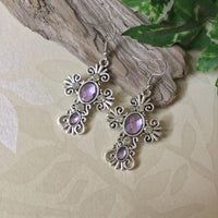 Filigree Cross Crystal Earrings