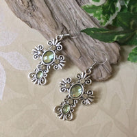 Filigree Cross Crystal Earrings