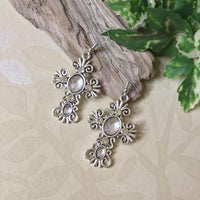 Filigree Cross Crystal Earrings