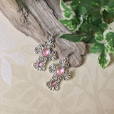 Filigree Cross Crystal Earrings