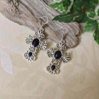 Filigree Cross Crystal Earrings