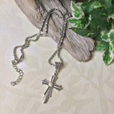 Silver Cross with Stone Necklace