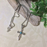 Silver Cross with Stone Necklace