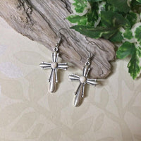 Silver Cross with Stone Earrings