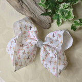 Cross Pattern Grosgrain Hair Bow