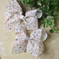 Cross Pattern Grosgrain Hair Bow