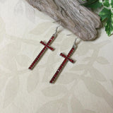 Thin Crystal Cross Earrings