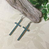 Thin Crystal Cross Earrings