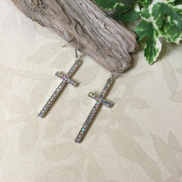 Thin Crystal Cross Earrings