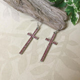 Thin Crystal Cross Earrings