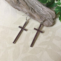 Thin Crystal Cross Earrings