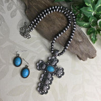 Large Western Cross Necklace and Earrings