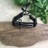 Cross Leather Pull Cord Bracelet