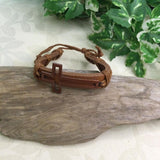 Cross Leather Pull Cord Bracelet