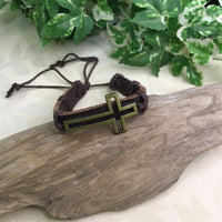 Cross Leather Pull Cord Bracelet