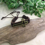 Cross Leather Pull Cord Bracelet