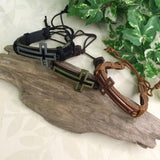 Cross Leather Pull Cord Bracelet