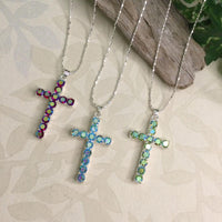 AB Crystal Cross Necklace