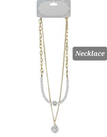 2 Layer Gold Chain Pearl Necklace 0270