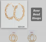 Acrylic Rose Beaded Hoop Earrings 0160