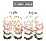 4 Pair Pearl Hoop Earrings 0170