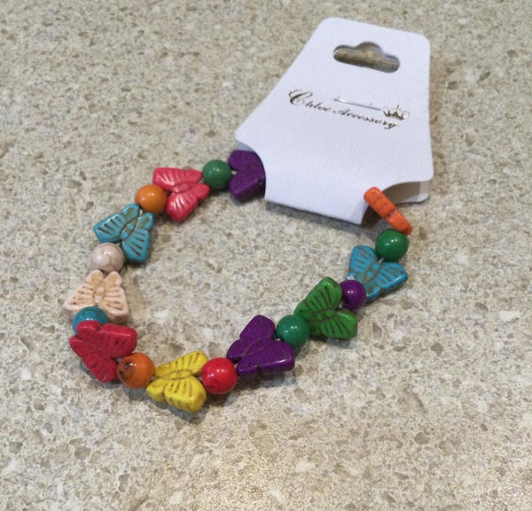 Multicolor Stone Butterfly Bracelet 0223