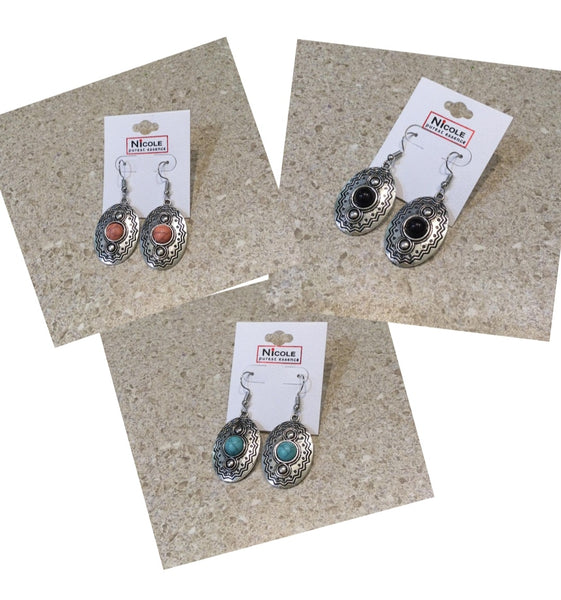 Crackle Stone Silver Earrings 0111