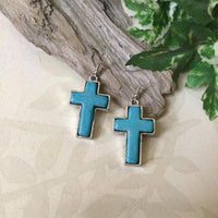 Stone Cross Earrings